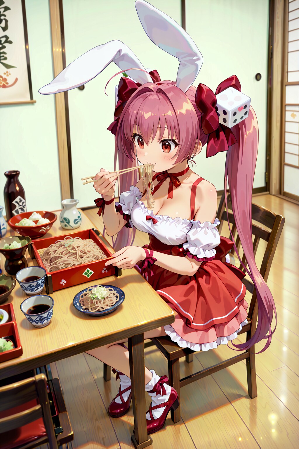 ざるそばを食べるうさだ Y625