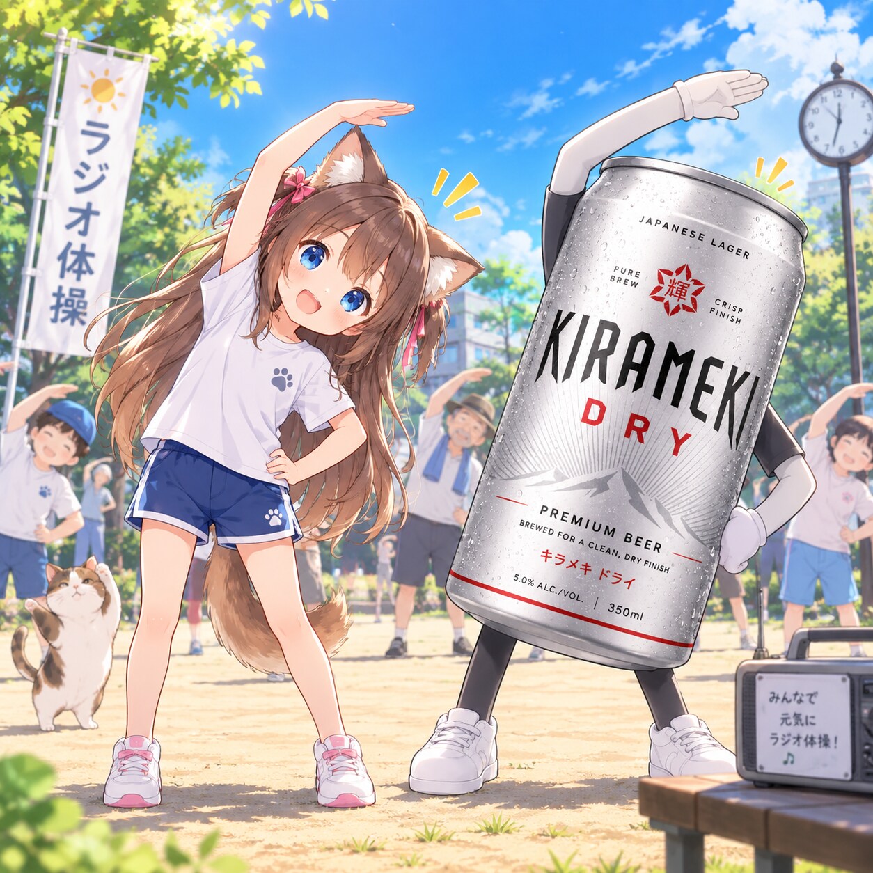 ラジオ体操をする小さな女の子 | の人気AIイラスト・グラビア