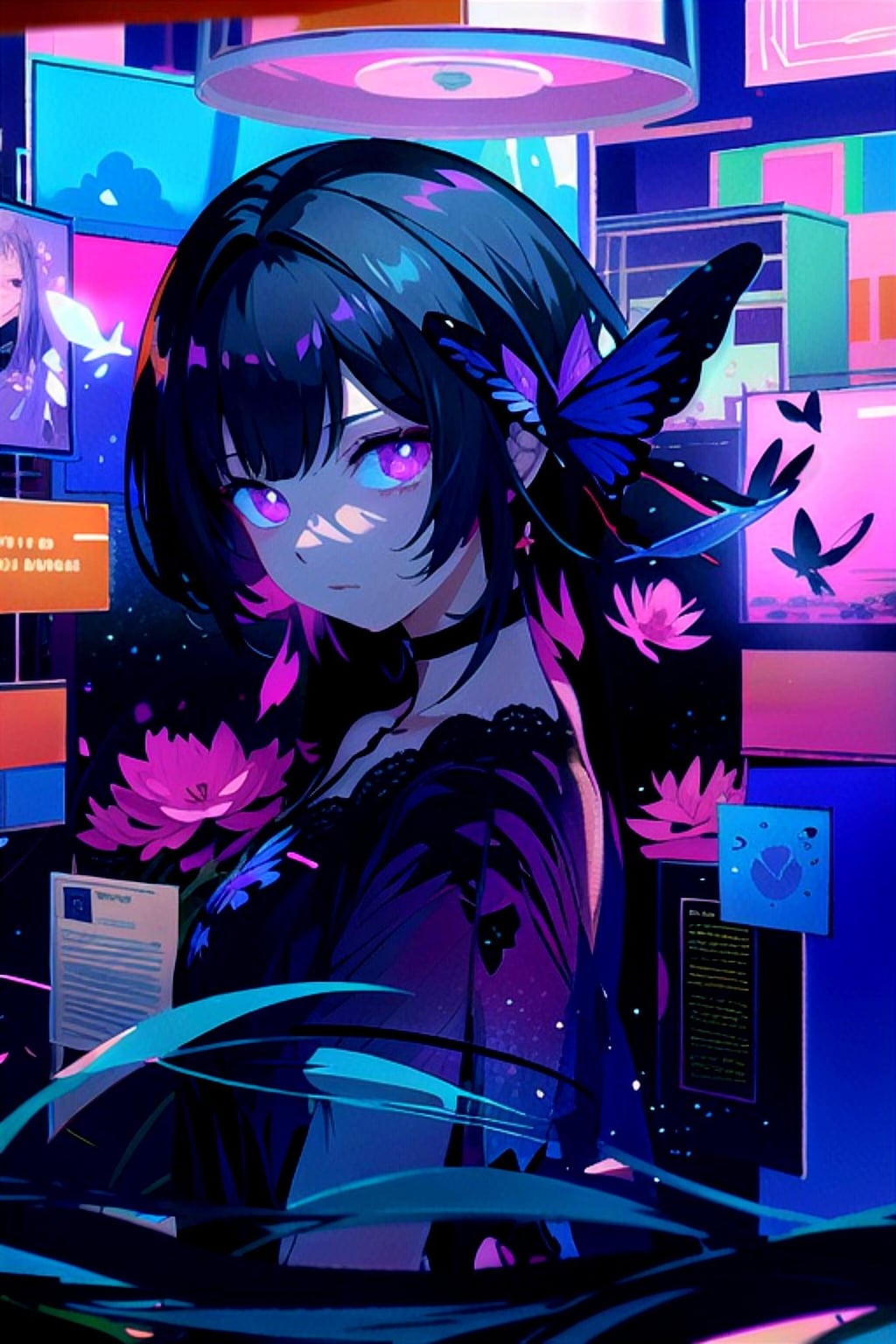 花と蝶と黒髪ちゃん