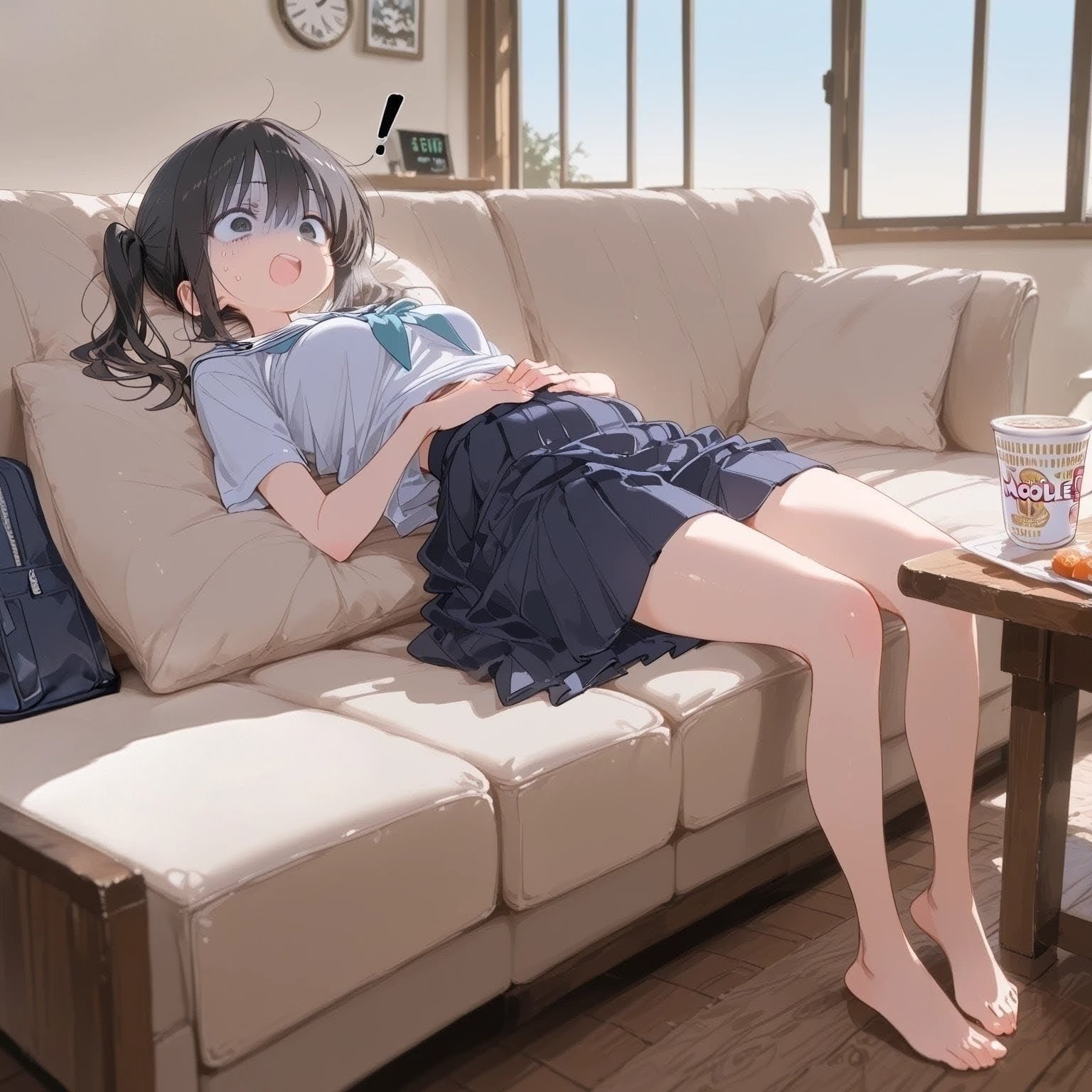 絶望の朝 -寝落ち後のカップ麺- | の人気AIイラスト・グラビア