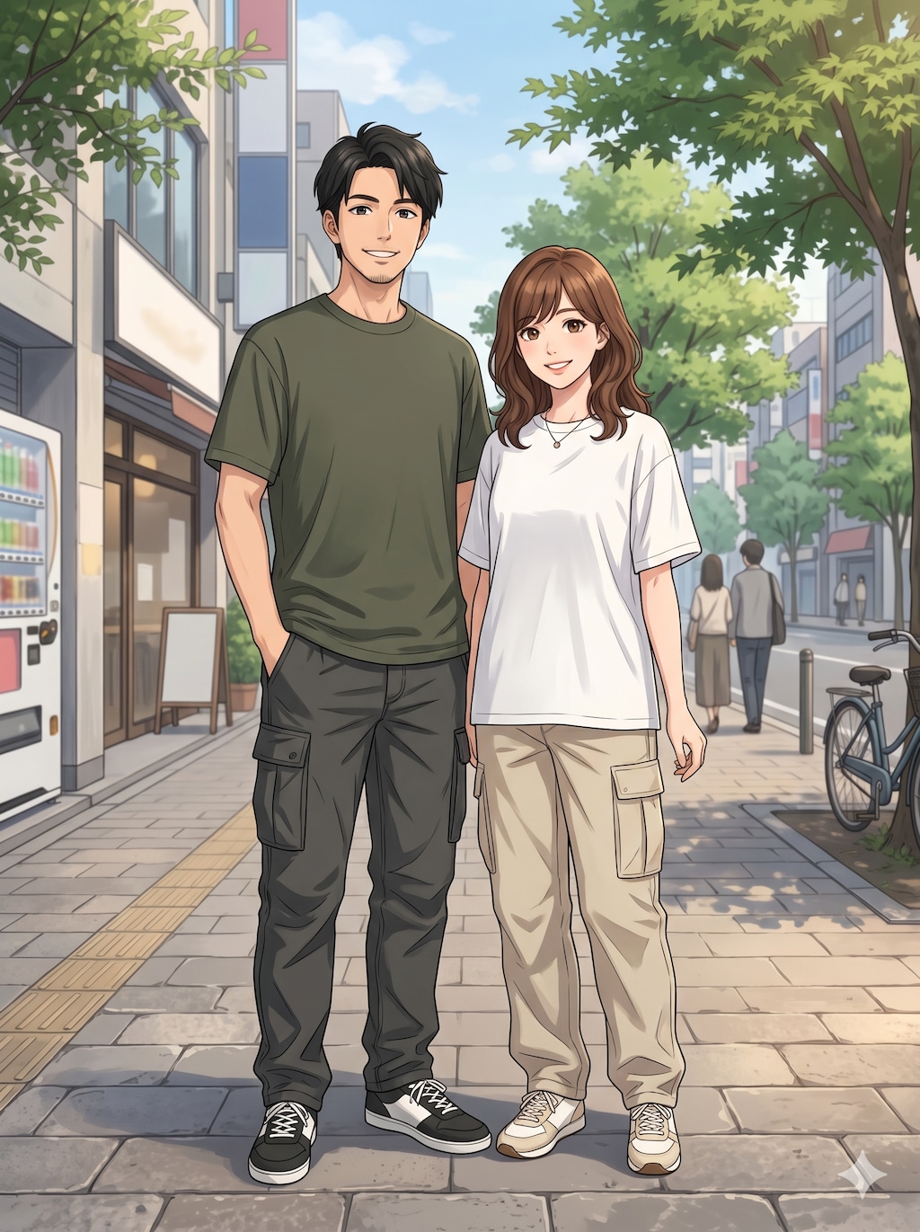 Tシャツ&カーゴパンツ