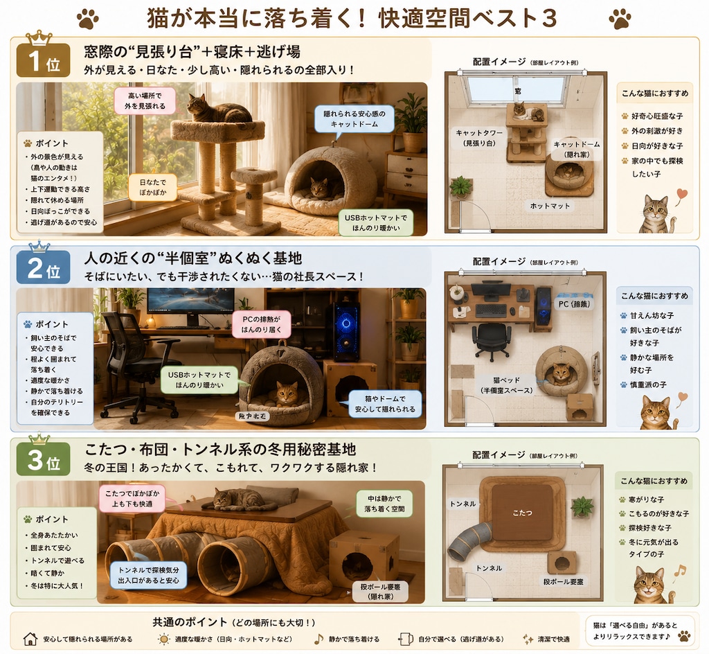 猫のためのレイアウトをいろいろ考えてます