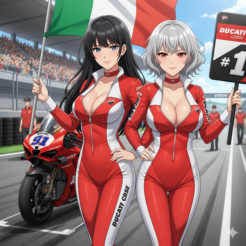 黒髪と銀髪(レースクイーン)