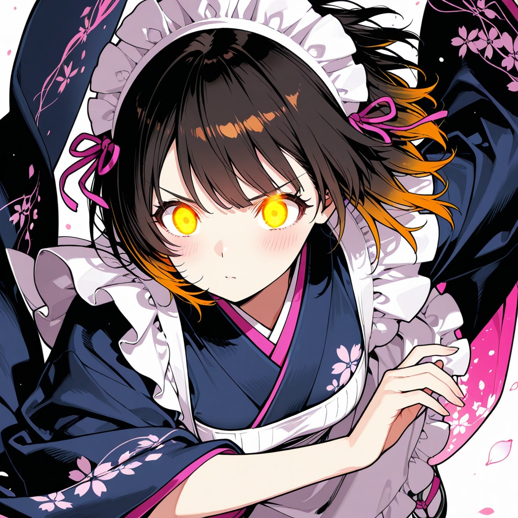 紺碧に舞う、光の和装メイド | の人気AIイラスト・グラビア