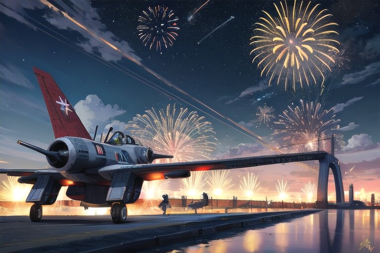 戦闘機と花火 | の人気AIイラスト・グラビア