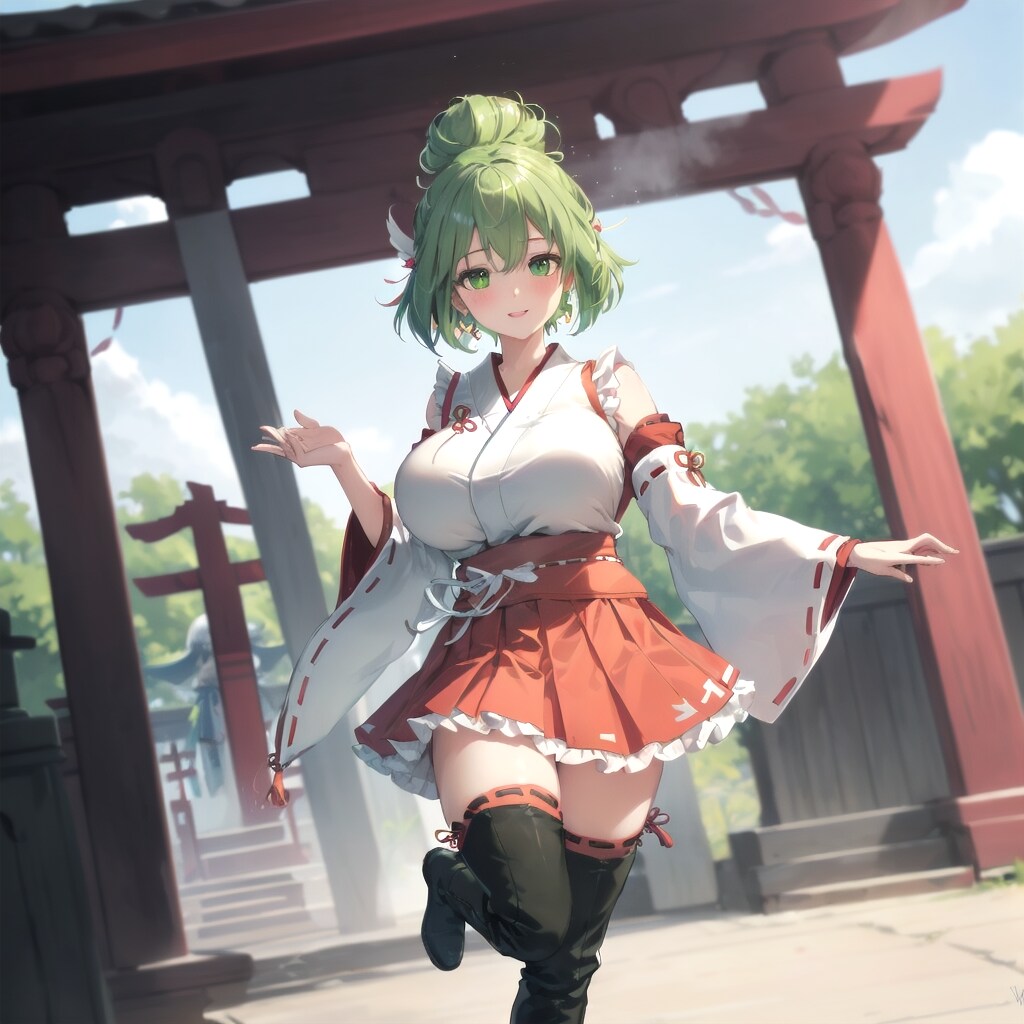 参拝客をお出迎えする巫女