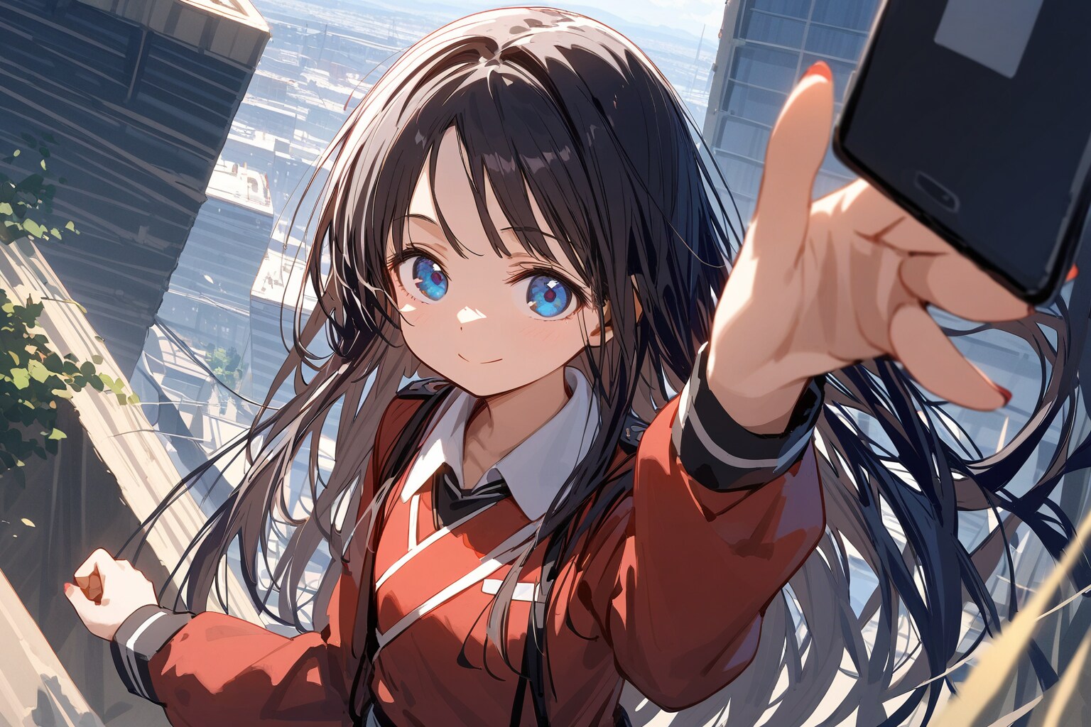 超高層建築物群を調査する女の子 | の人気AIイラスト・グラビア