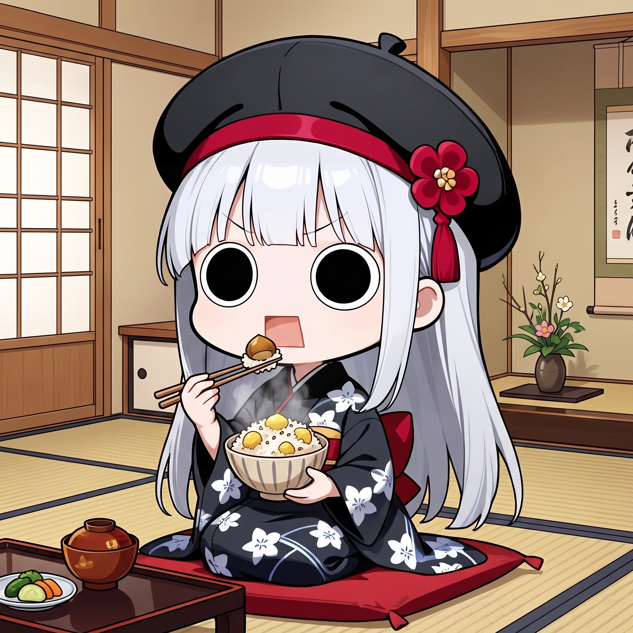 栗ご飯を頂くえらいこっちゃ嬢 | の人気AIイラスト・グラビア