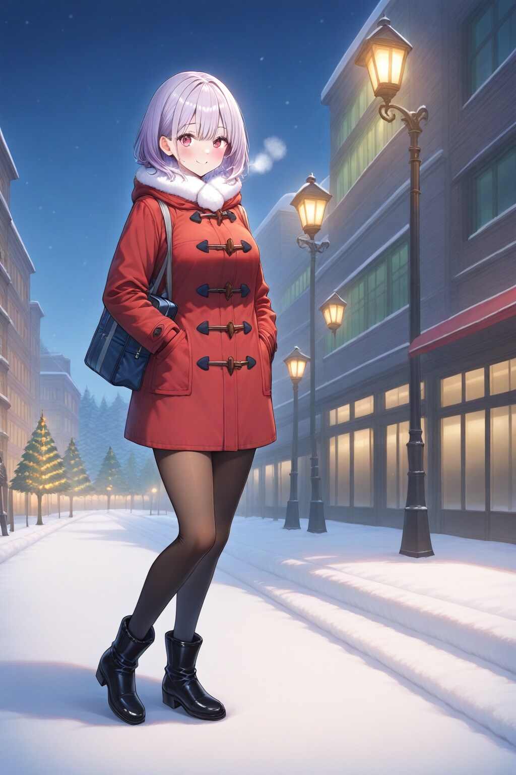 冬の通学路、帰宅中