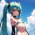 初音ミクです。019_ビキニで公園『これでいいんでしょ。』（イラスト風） 8枚目