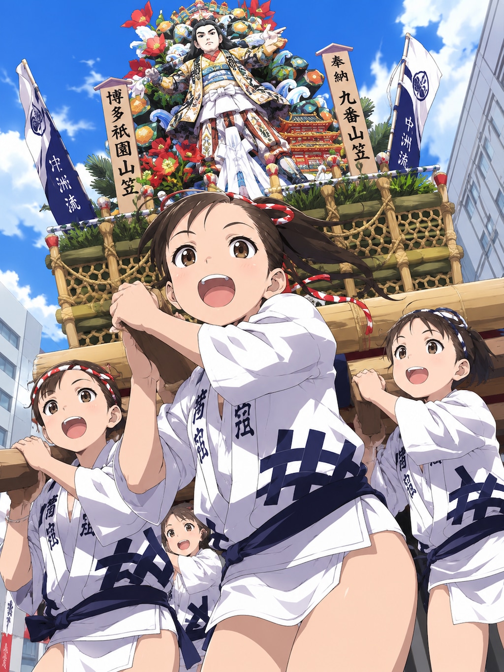 博多祇園山笠に参加した少女たち