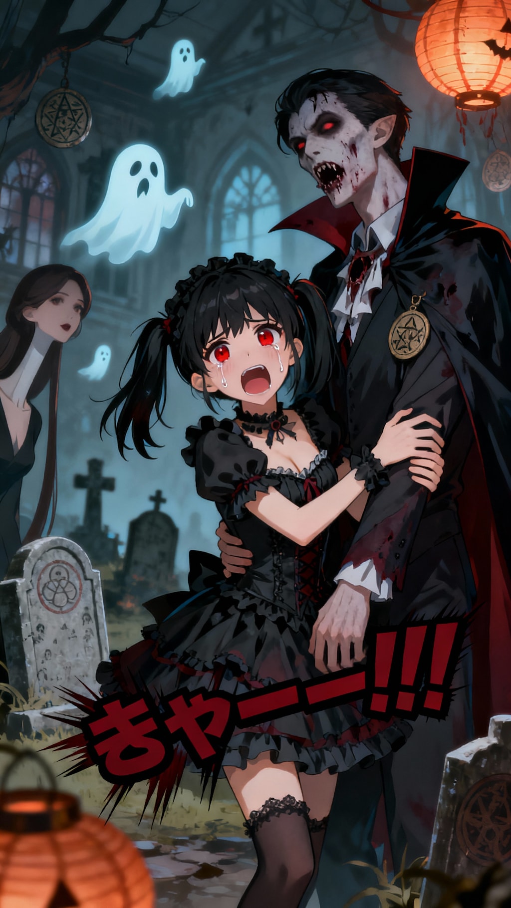 きゃーー！！もう、早く出ましょ！だからいやだったのよ、ほら…