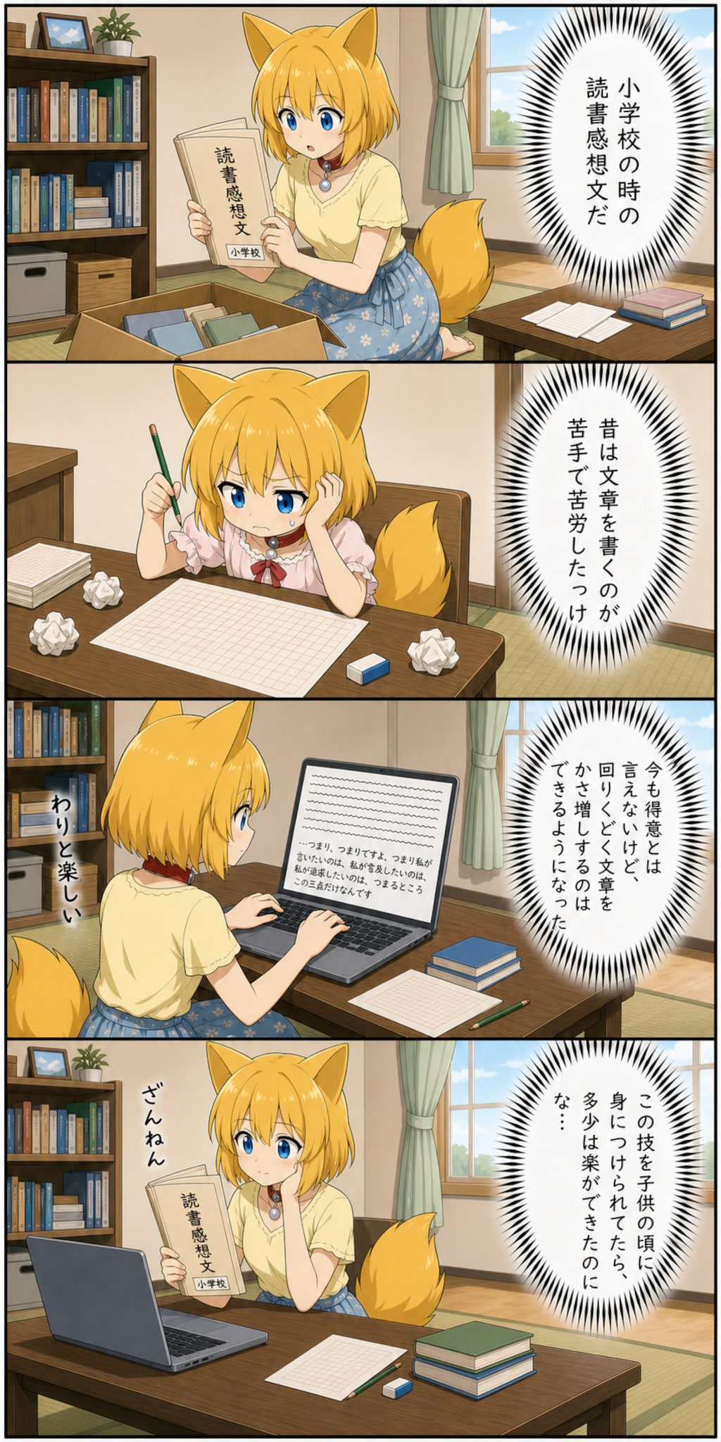 文章のリズムで遊ぶのが好きなキツネ