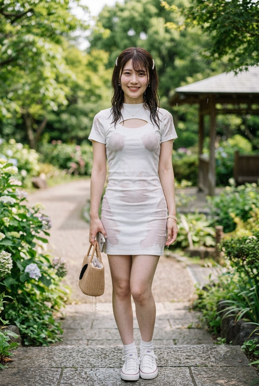 清楚系アイドル ずぶ濡れ