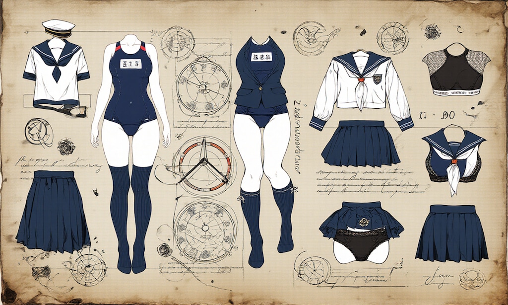 セーラー服スクール水着紺ハイソックス