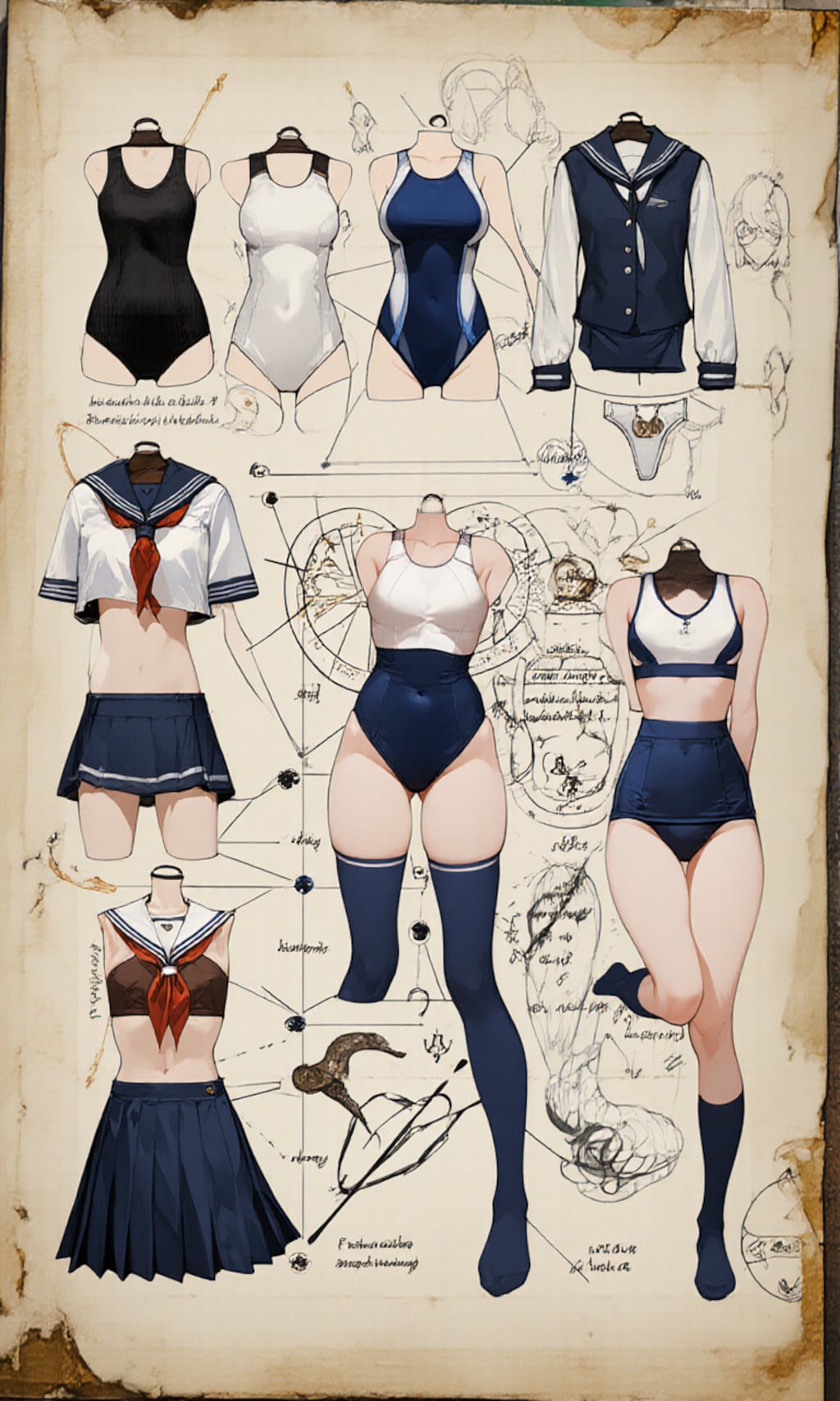 セーラー服スクール水着紺ハイソックス