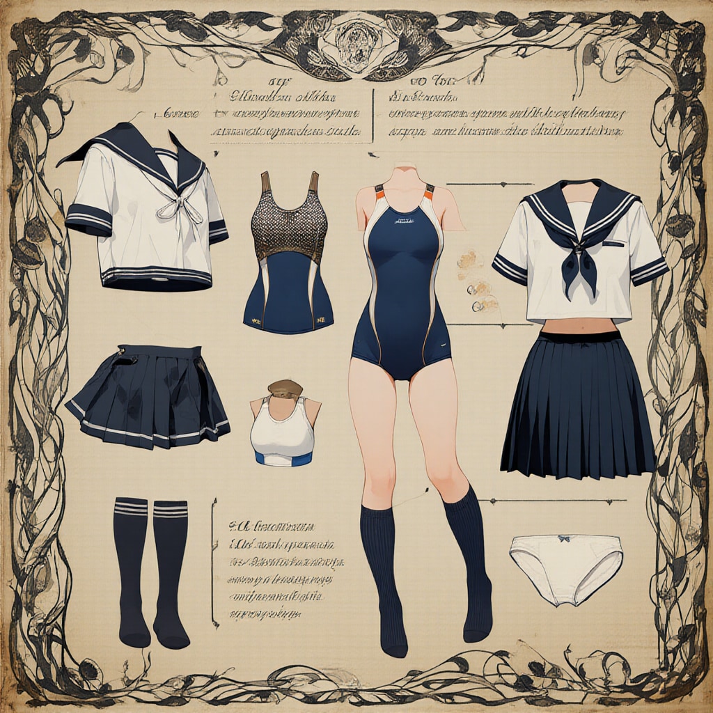 セーラー服スクール水着紺ハイソックス