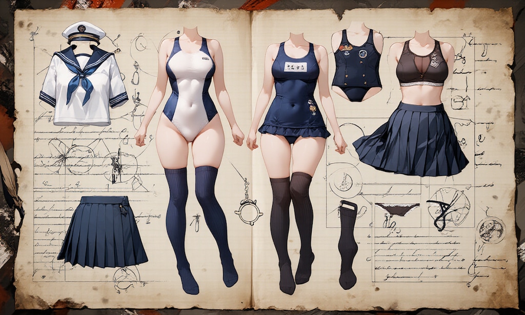 セーラー服スクール水着紺ハイソックス