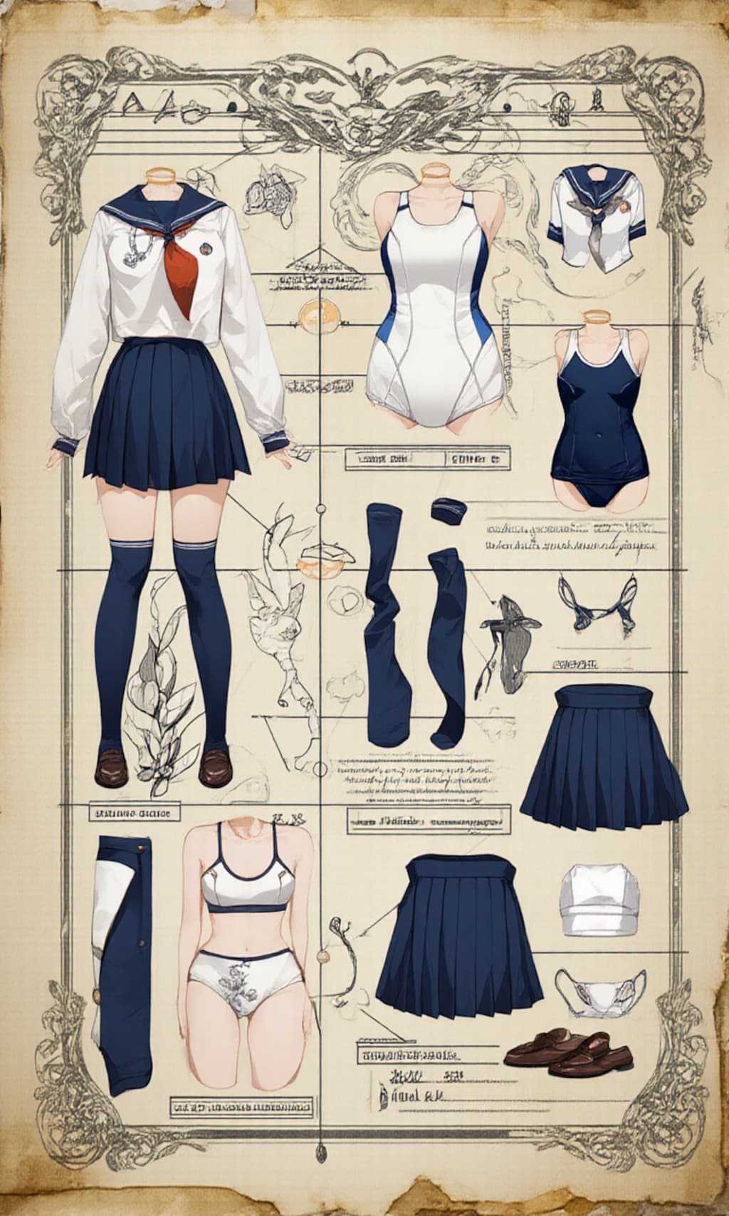 セーラー服スクール水着紺ハイソックス