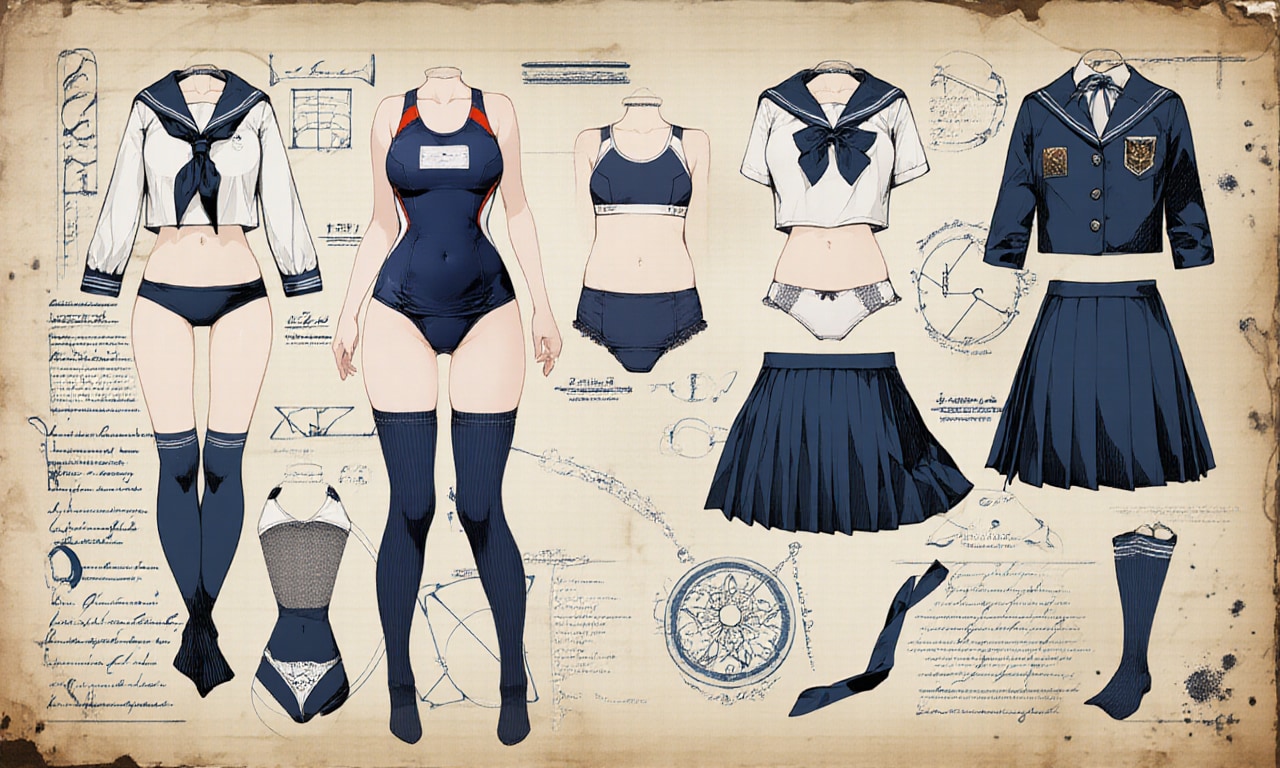 セーラー服スクール水着紺ハイソックス | の人気AIイラスト・グラビア