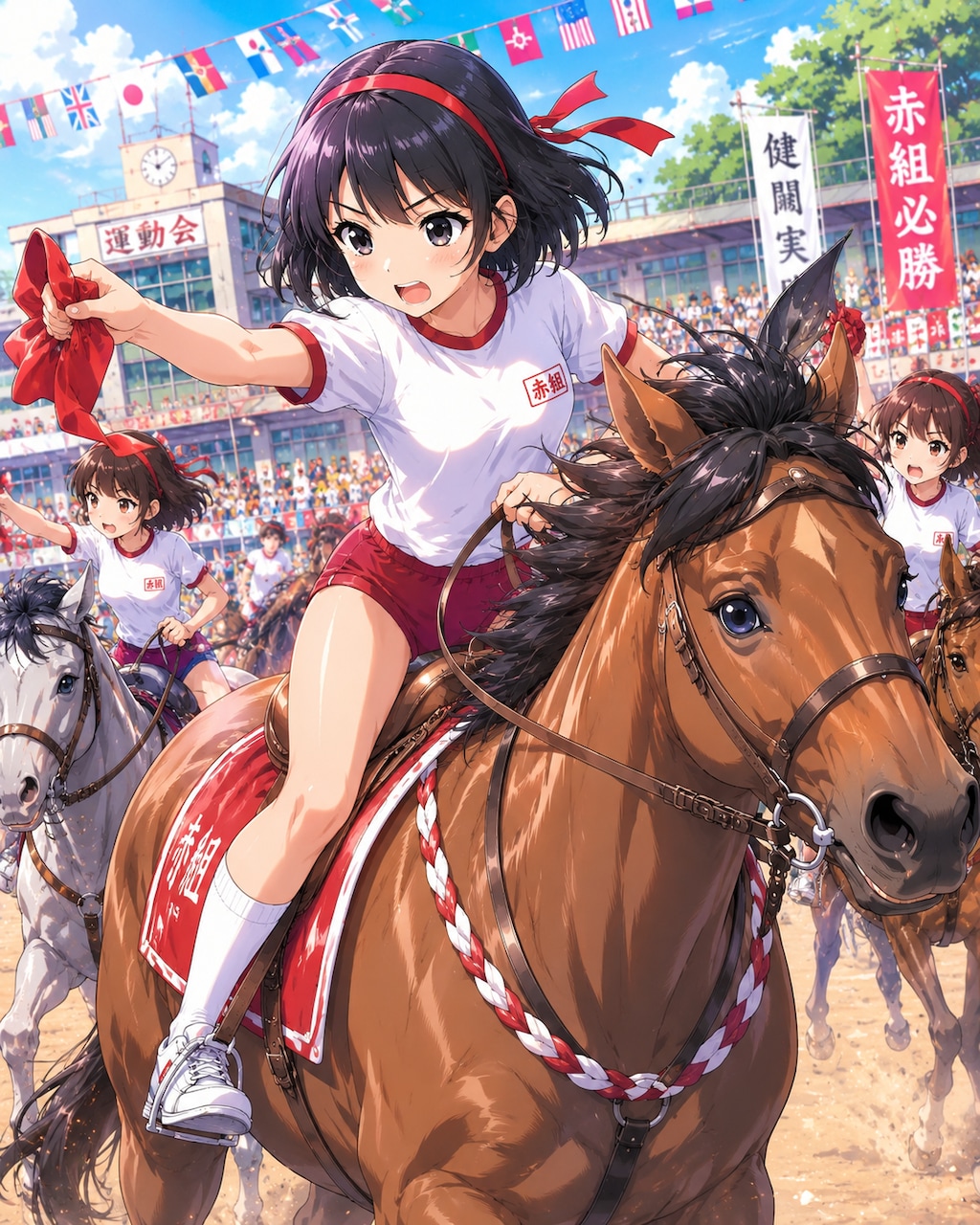 騎馬戦に出場している女の子