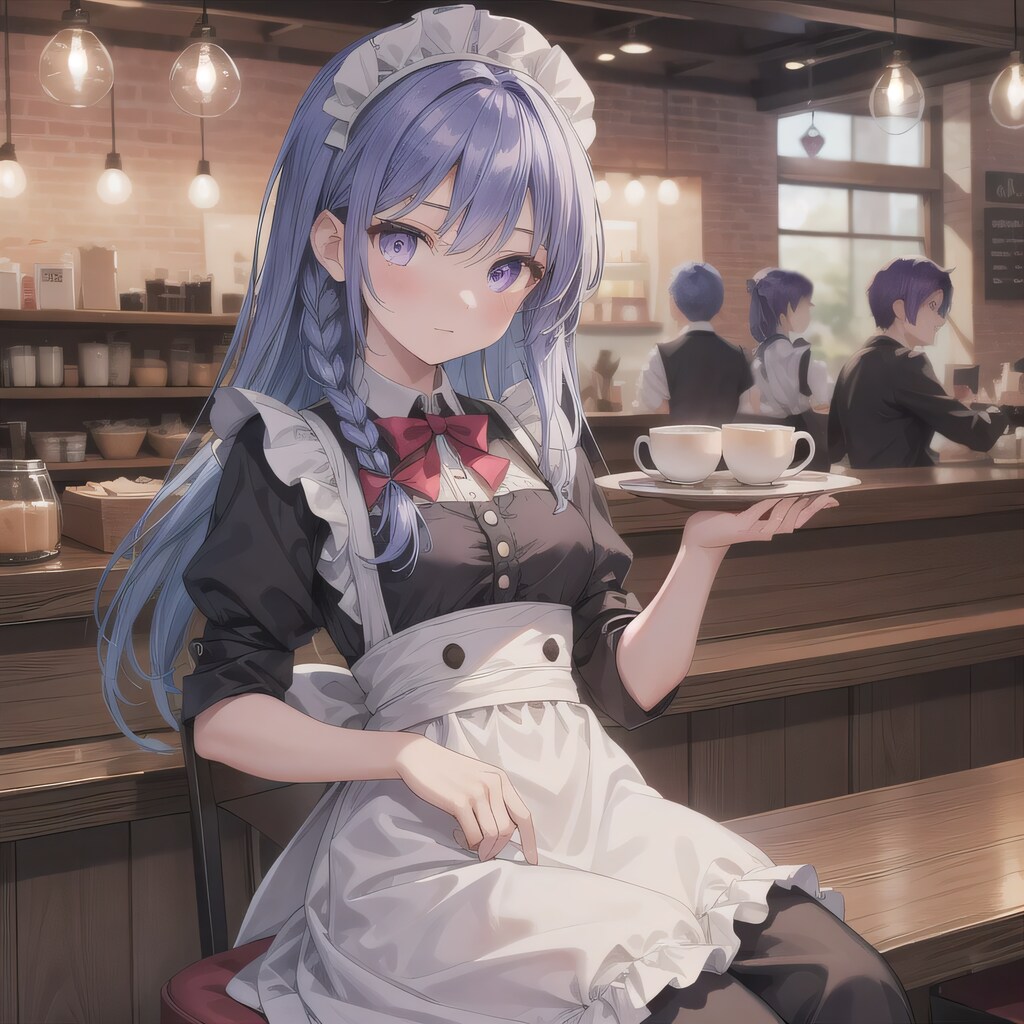 紫髪ロングでカフェの少女６
