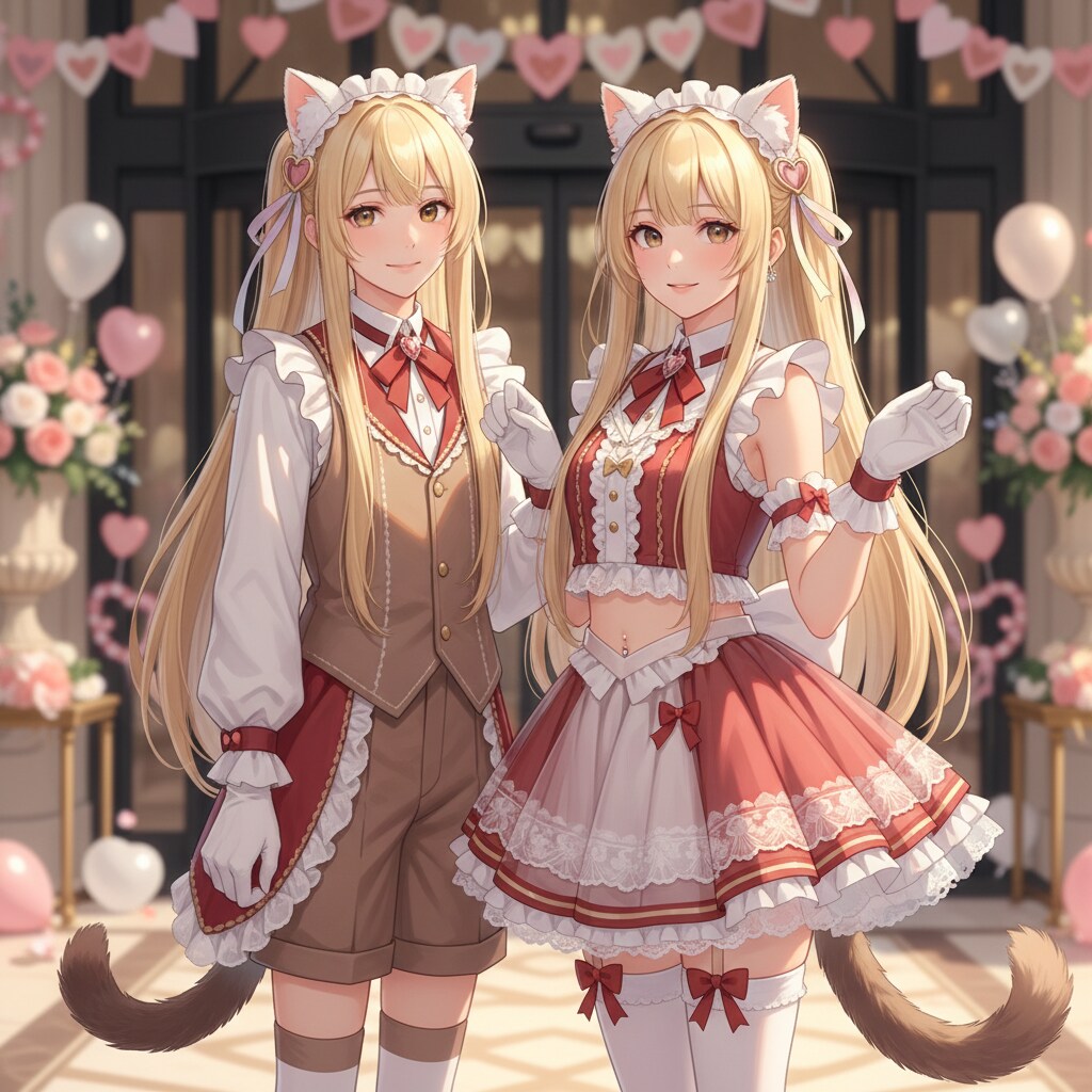 金ツイにゃん達。バレンタインメイド