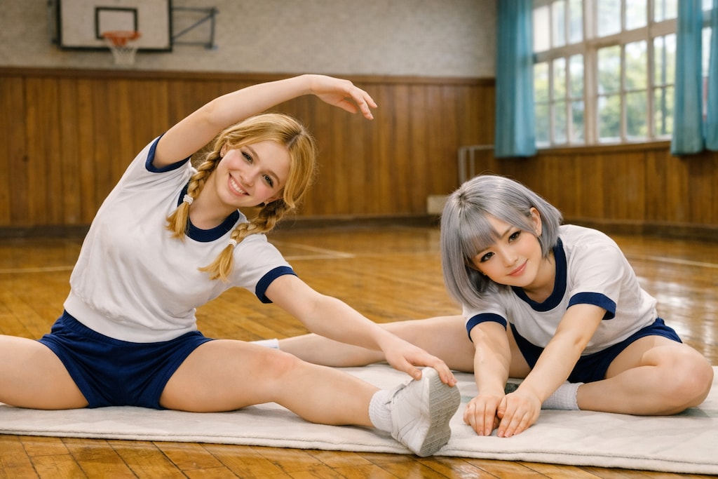 【masamin先輩のまねっこ投稿】チャーミー💛里美ちゃんと一緒に💛四時間目の体育です