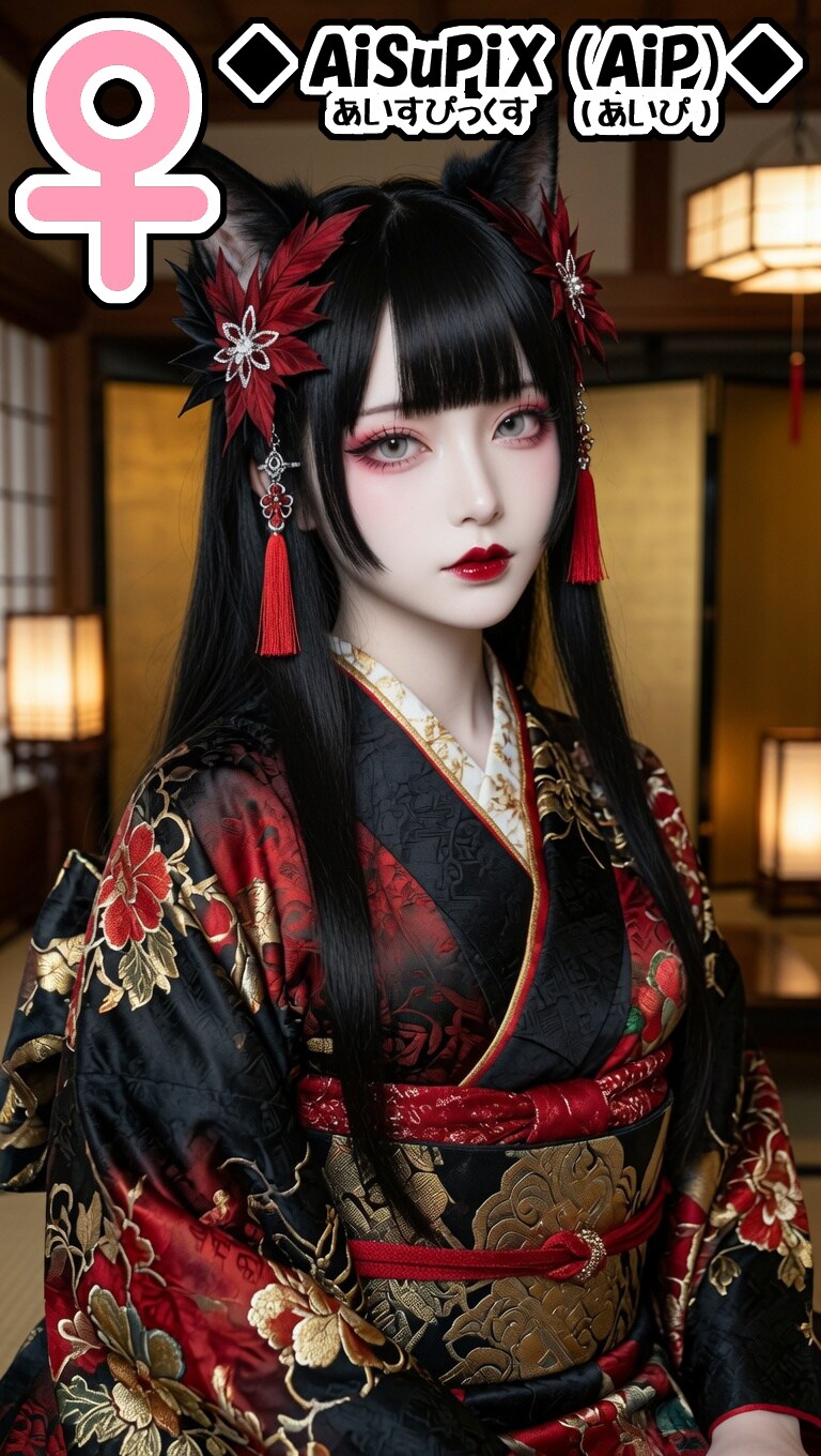 💙AiSuPix／美しい黒髪の着物美少女💙