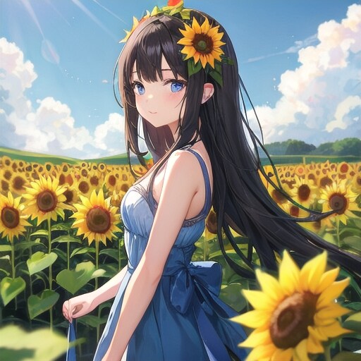 ひまわり畑の妖精−V4B | の人気AIイラスト・グラビア