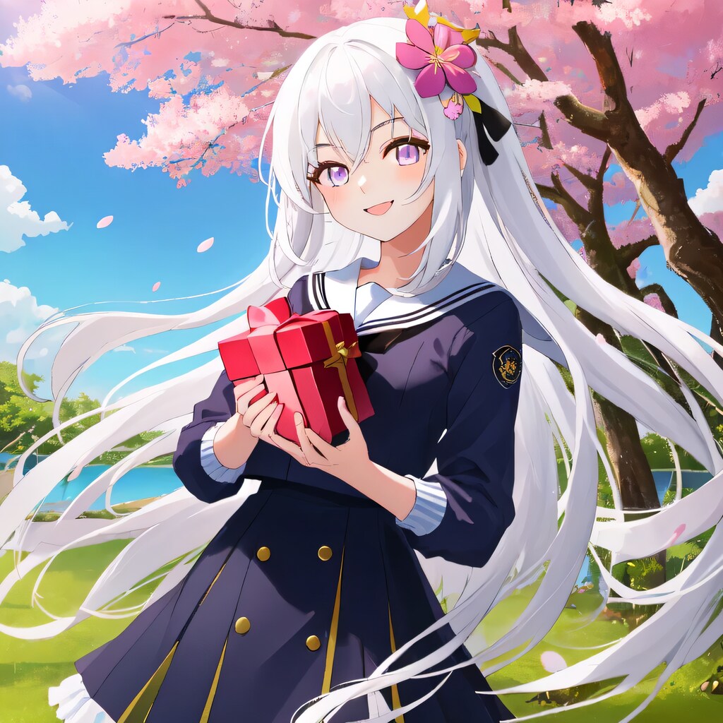 白髪ロングでセーラー服の少女６