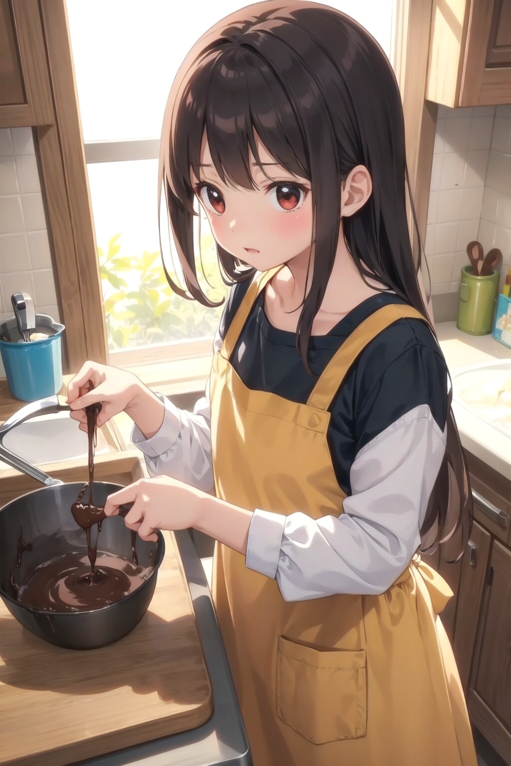 Young Girl Making Chocolate for the First Time