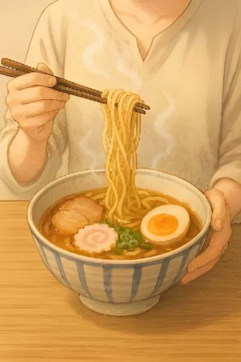 ラーメン食べてる