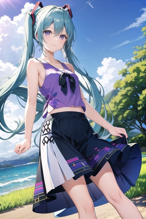 初音ミク（パープルアイ） | の人気AIイラスト・グラビア