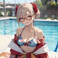 和柄ビキニのお姉さん👘👙 2枚目