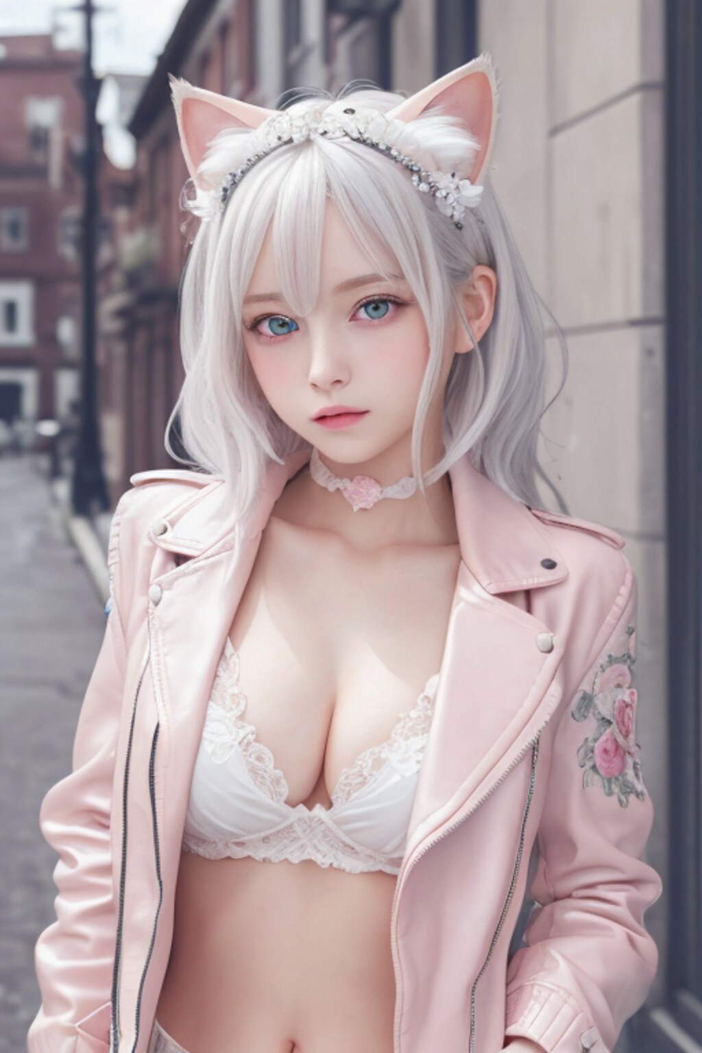 レザージャケット女子（甘め）