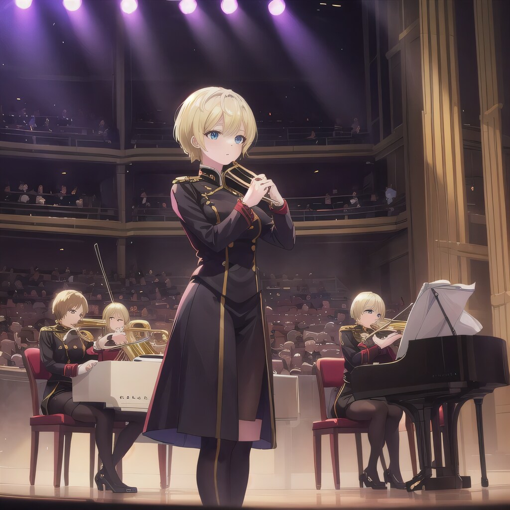 金髪ボブでブラスバンドの少女