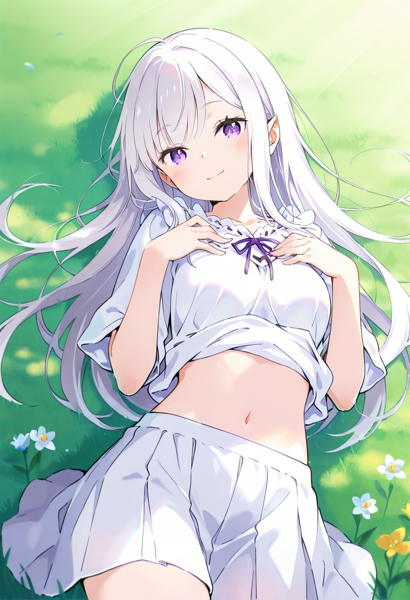 エミリア（芝に横たわる）