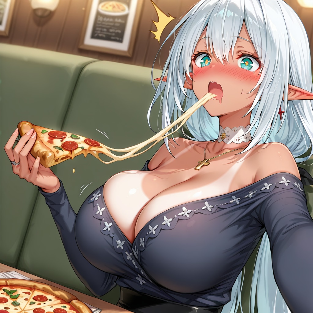 褐色エルフとピザ