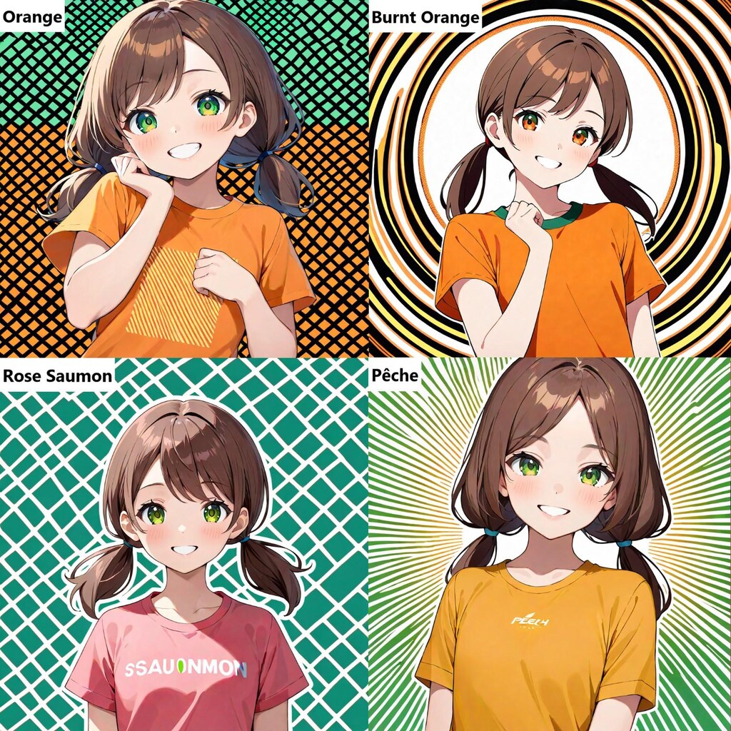 服と髪【橙】６枚