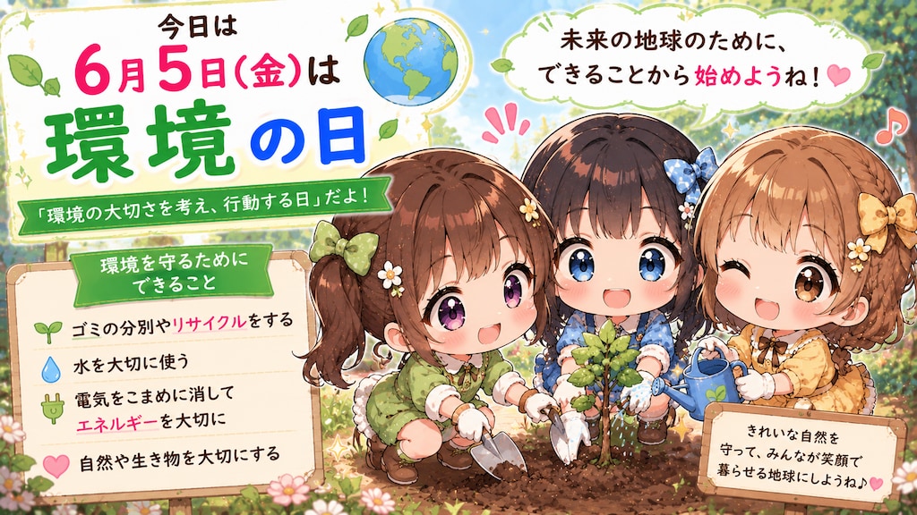 ✘今日は何の日？（年月日固定＋チビキャラ複数）のテスト生成（ＡＩによる違いを比較）