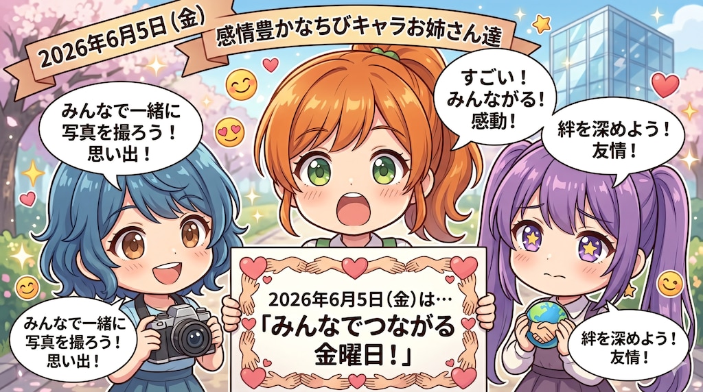 ✘今日は何の日？（年月日固定＋チビキャラ複数）のテスト生成（ＡＩによる違いを比較）
