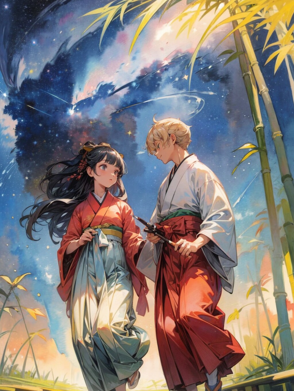 星空の下で