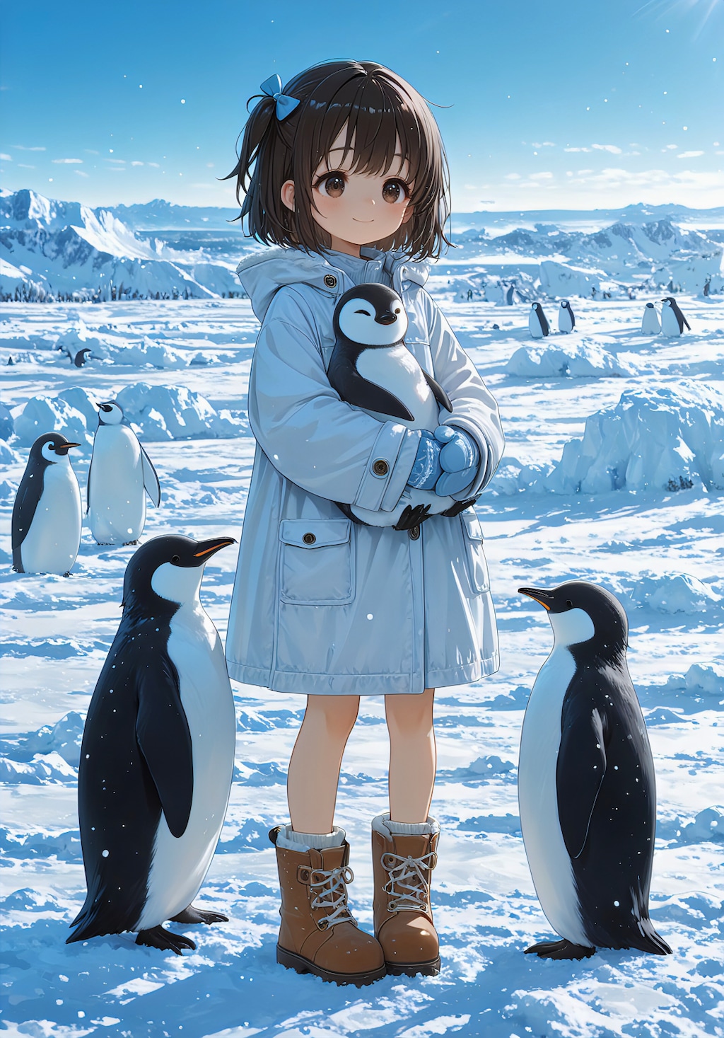 ペンギンたちと雪原の咲良