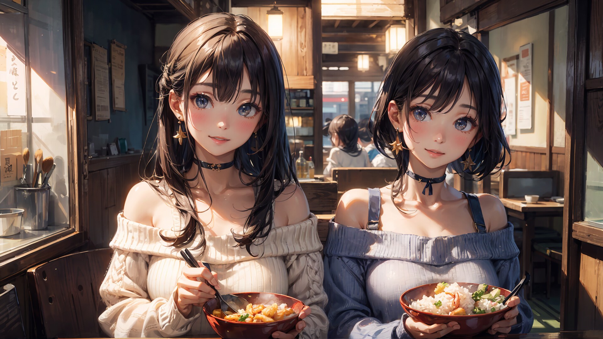 姉妹と丼 | の人気AIイラスト・グラビア