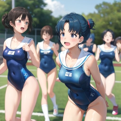スク水セーラーで真夏の体育の授業