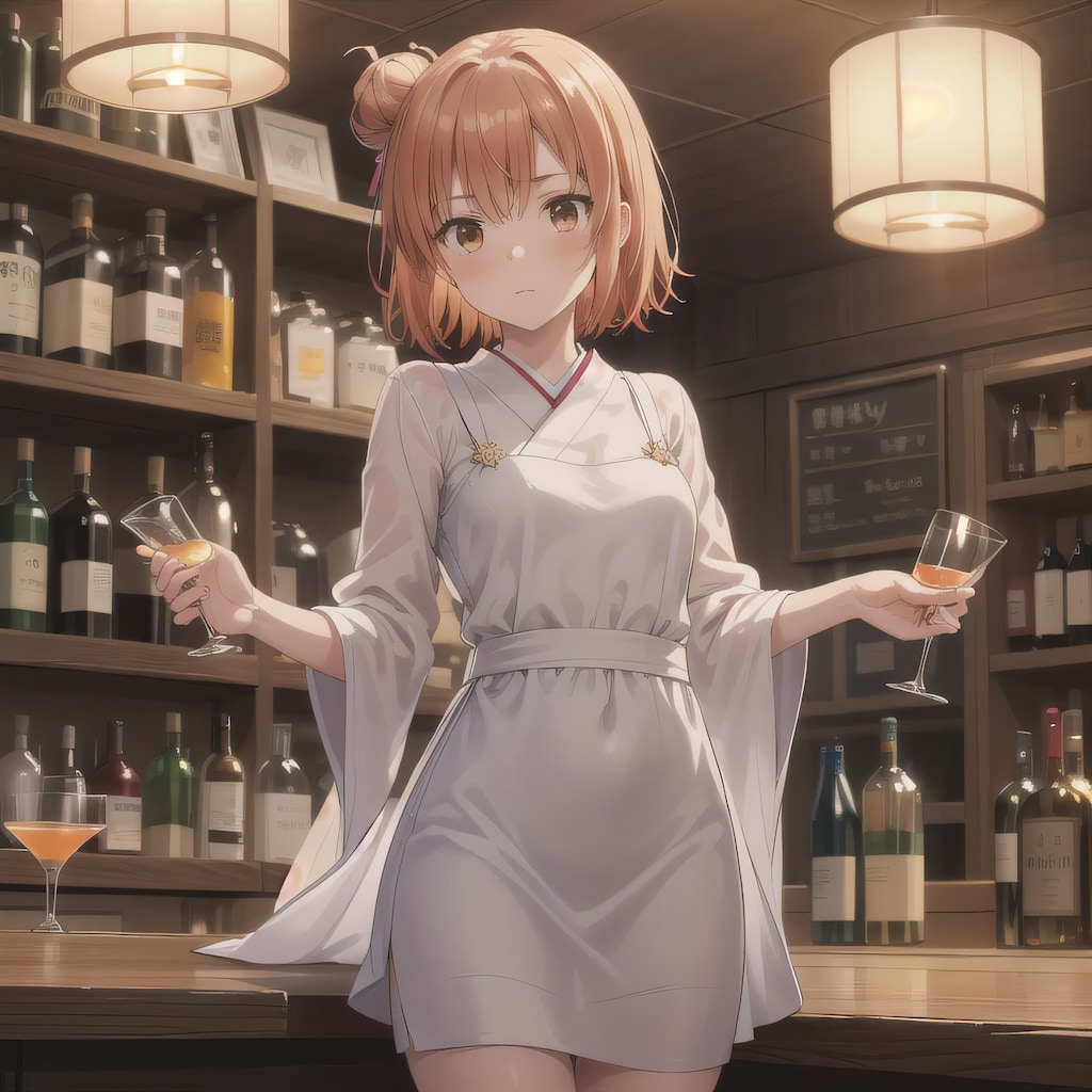 茶髪シニヨンで酒場の少女