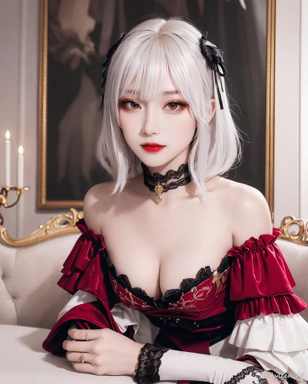 レッドフリルドレス