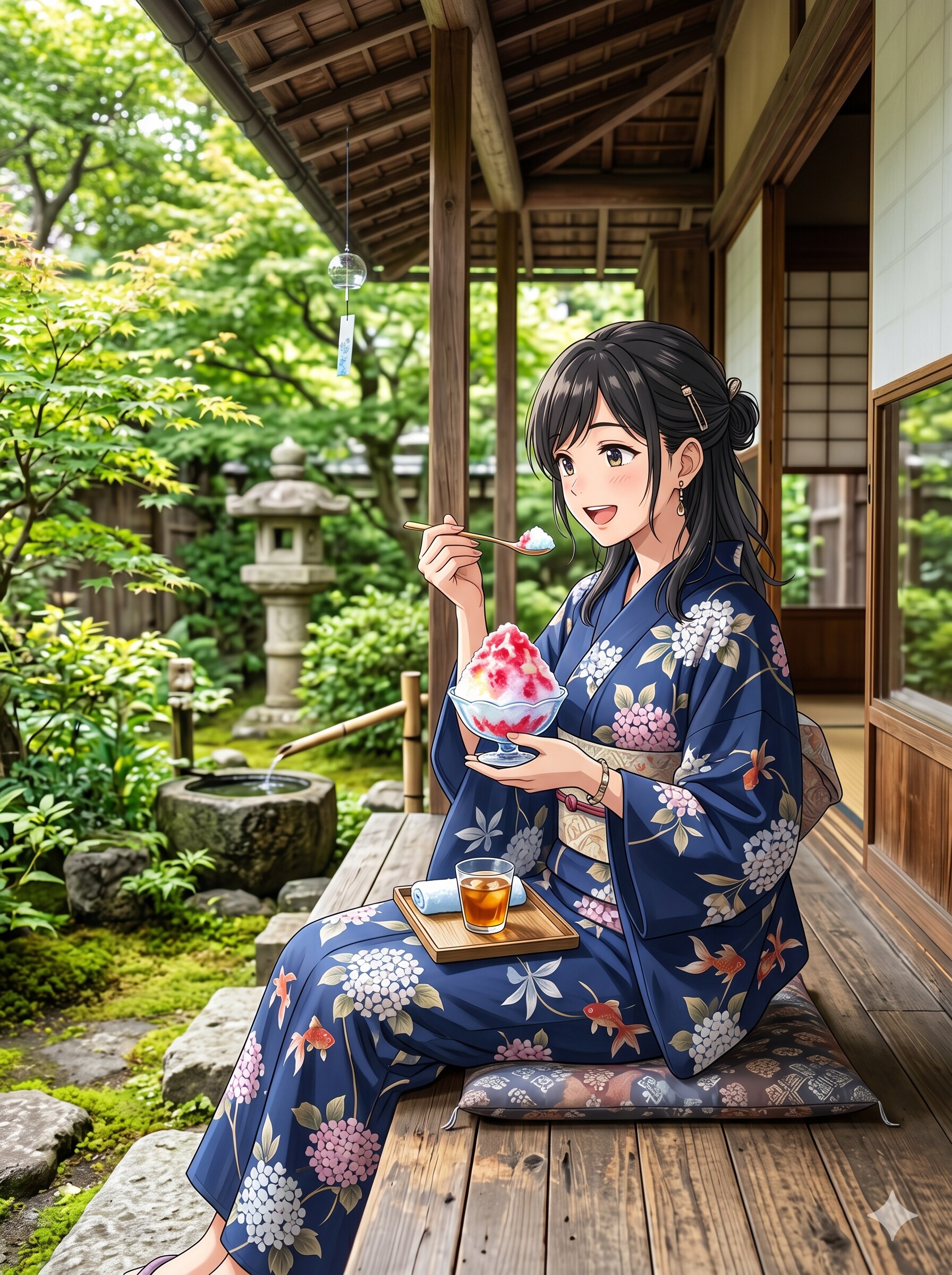 縁側の女性
