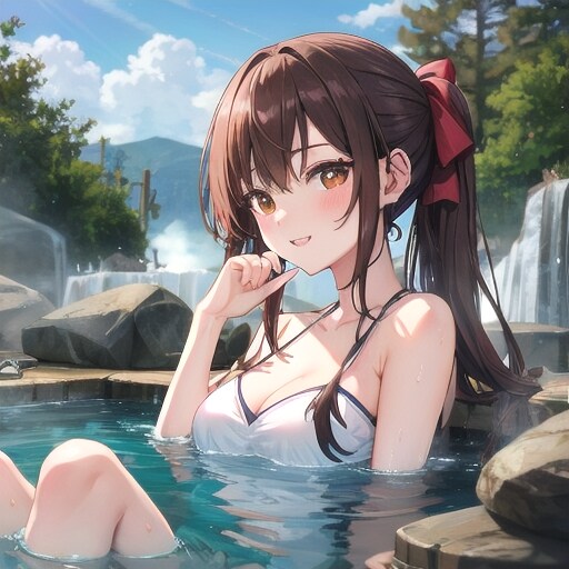 秘湯で水着